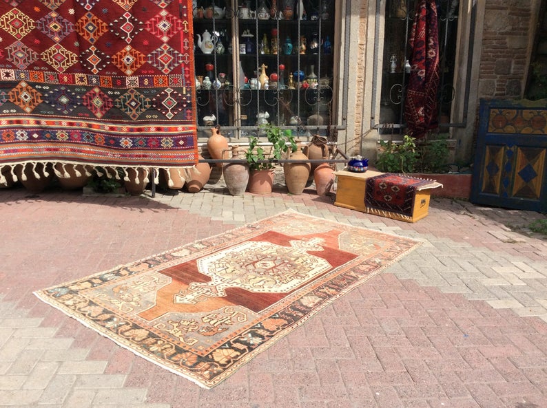 Handmade Antique Turkish Oushak Rug 239cm x 134cm