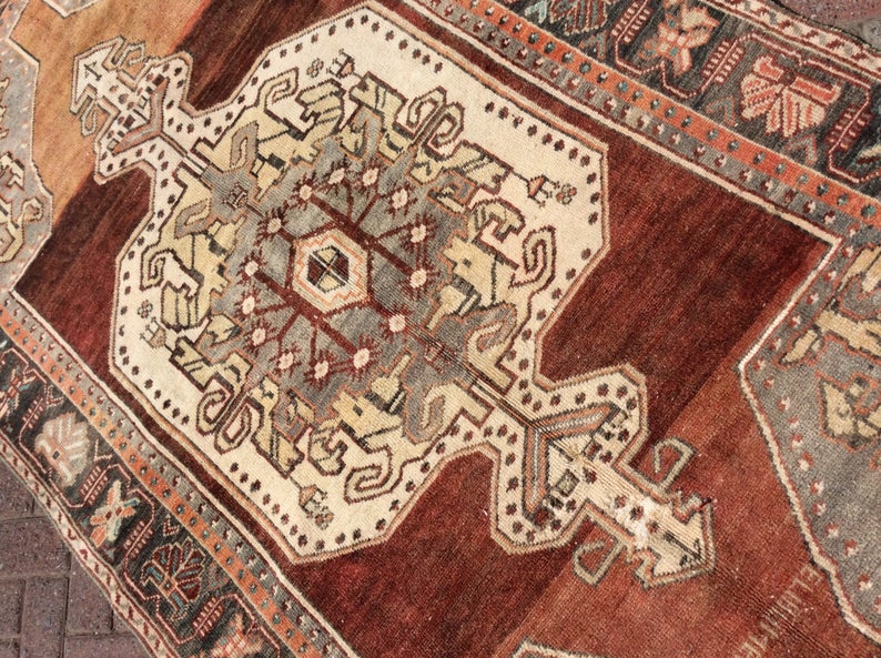 Handmade Antique Turkish Oushak Rug 239cm x 134cm