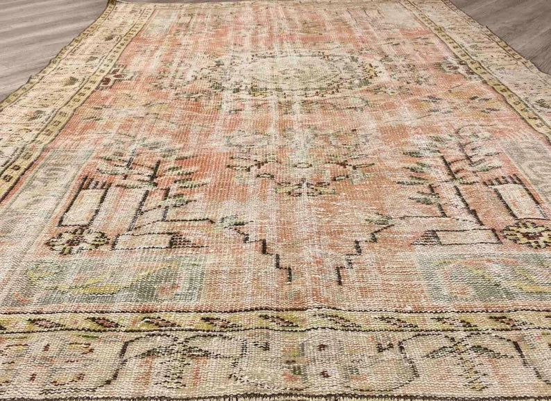 Handmade Antique Turkish Oushak Rug 240x179 cm