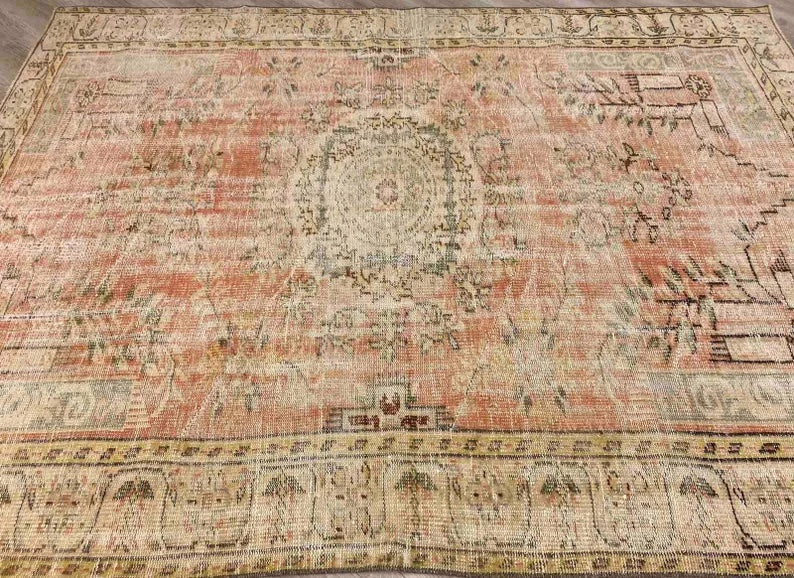 Handmade Antique Turkish Oushak Rug 240x179 cm