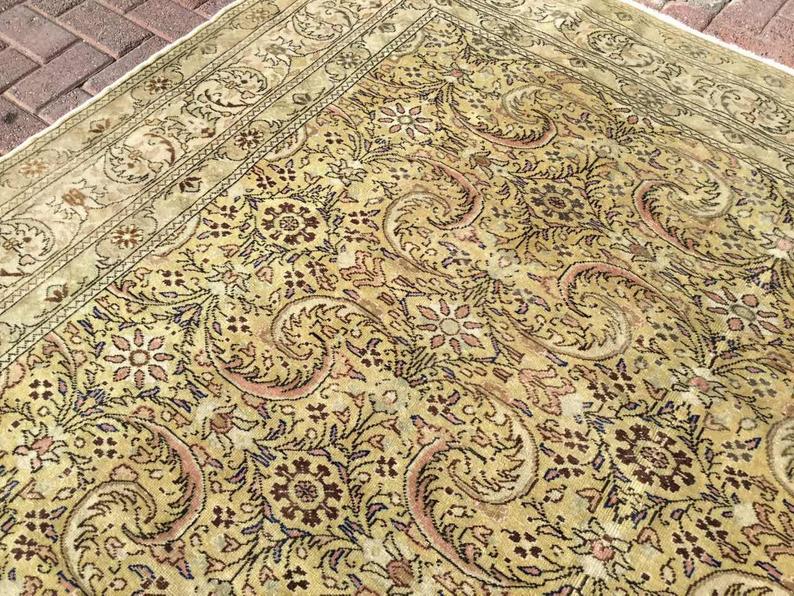 Handmade Antique Turkish Oushak Rug 360x242 cm