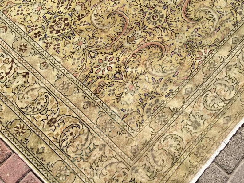 Handmade Antique Turkish Oushak Rug 360x242 cm