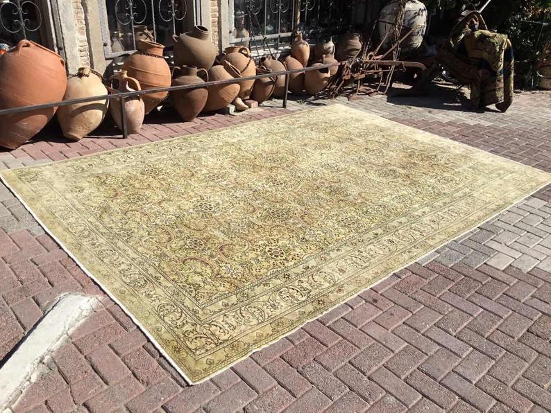 Handmade Antique Turkish Oushak Rug 360x242 cm