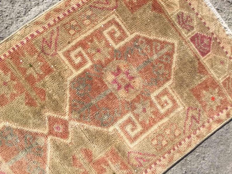 Handmade Antique Turkish Oushak Runner Rug 112cm x 56cm