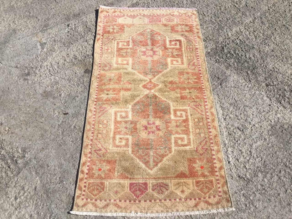 Handmade Antique Turkish Oushak Runner Rug 112cm x 56cm