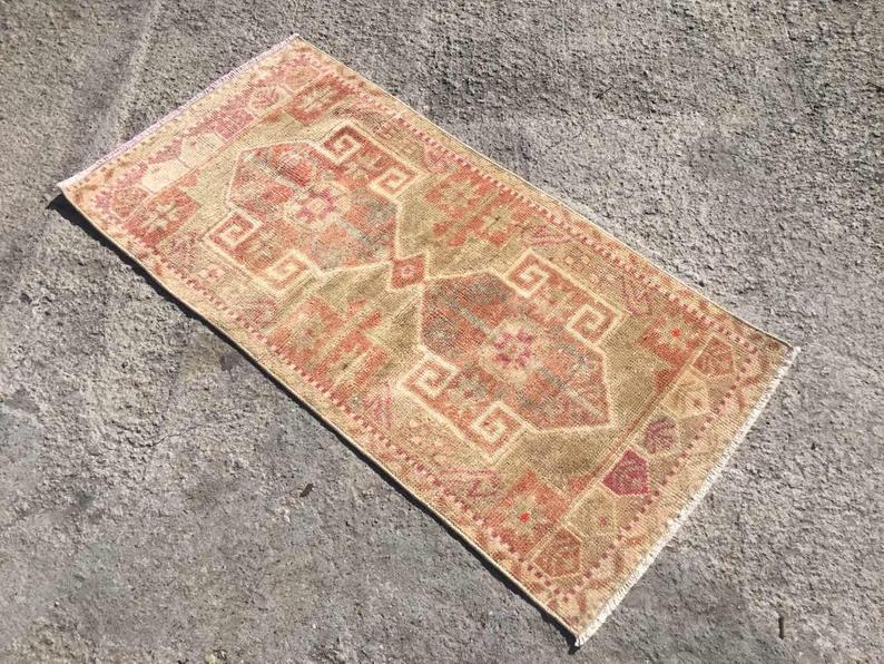 Handmade Antique Turkish Oushak Runner Rug 112cm x 56cm