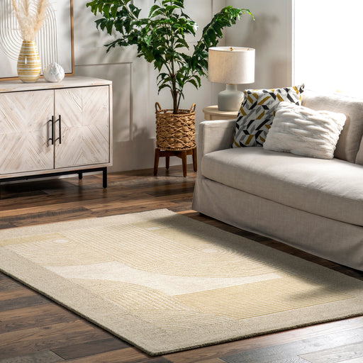 Handmade Beige Wool Area Rug for Modern Interiors