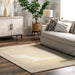 Handmade Beige Wool Area Rug for Modern Interiors