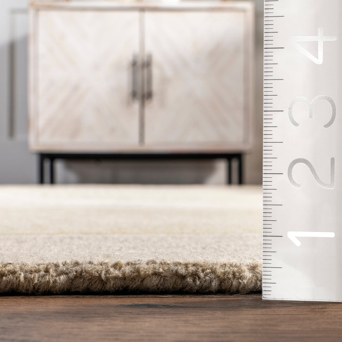 Handmade Beige Wool Area Rug for Modern Interiors