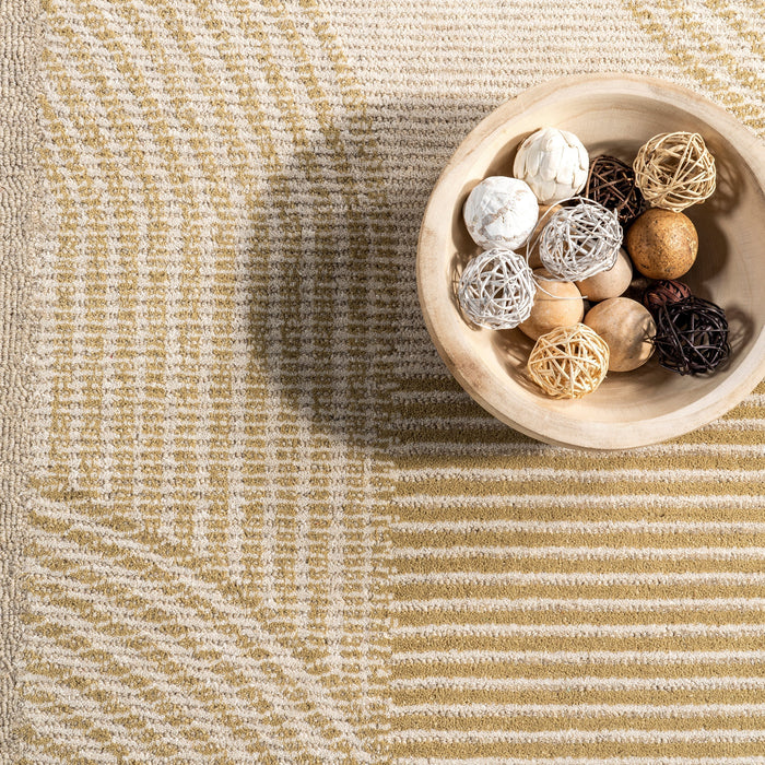 Handmade Beige Wool Area Rug for Modern Interiors