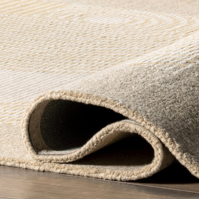 Handmade Beige Wool Area Rug for Modern Interiors