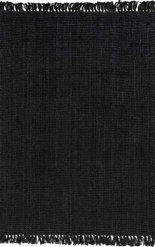 Handmade Black Jute Tasseled Area Rug 152 cm