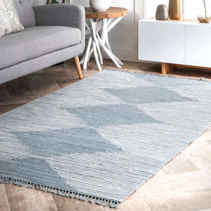 Tappeto fatto a mano in cotone con motivo a rombi Grigio 120x180 cm