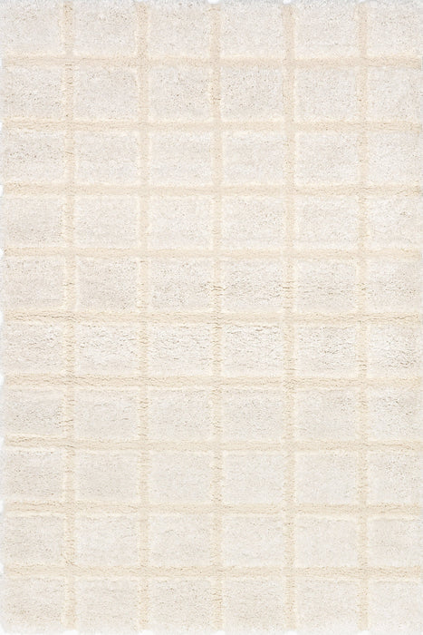 Handmade Cream Checkered Area Rug 160x230 cm