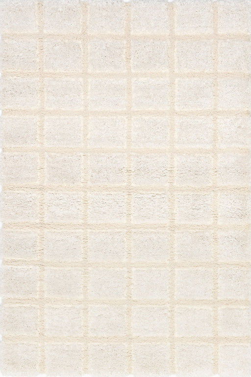 Handmade Cream Checkered Area Rug 160x230 cm