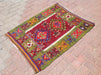 Handmade Green Kilim Rug 111cm x 89cm Vintage Wool Cotton