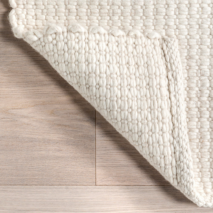 Handmade Ivory Wool Rug 150x240 cm Chunky Design