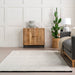 Handmade Ivory Wool Rug with High-Low Design