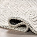 Handmade Ivory Wool Rug with High-Low Design