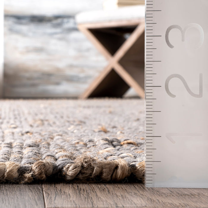 Handmade Jute And Cotton Area Rug 152 Cm Grey