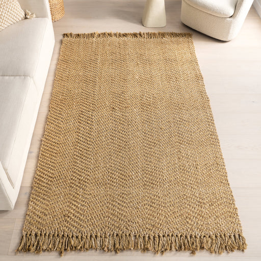 Handmade Jute Blend Rug With Tassels Natural 60x90 cm