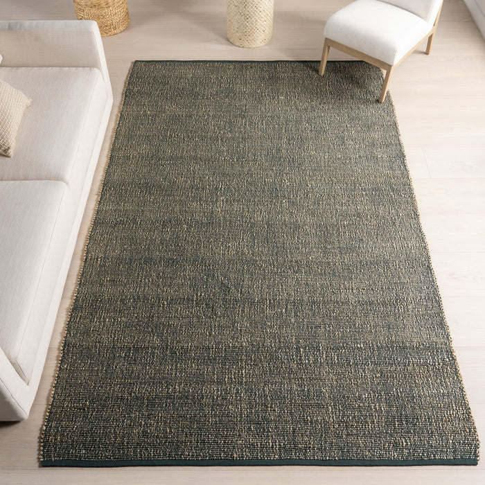 Tappeto fatto a mano in cotone iuta design verde naturale 160x230 cm