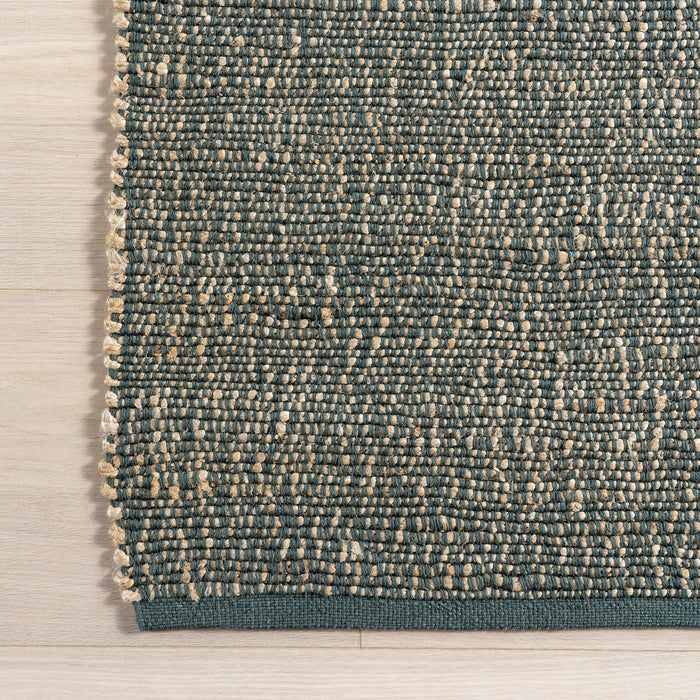 Tappeto fatto a mano in cotone iuta design verde naturale 160x230 cm