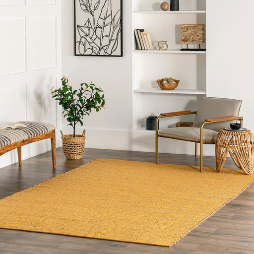 Handmade Jute Cotton Rug in Yellow 60x90 cm