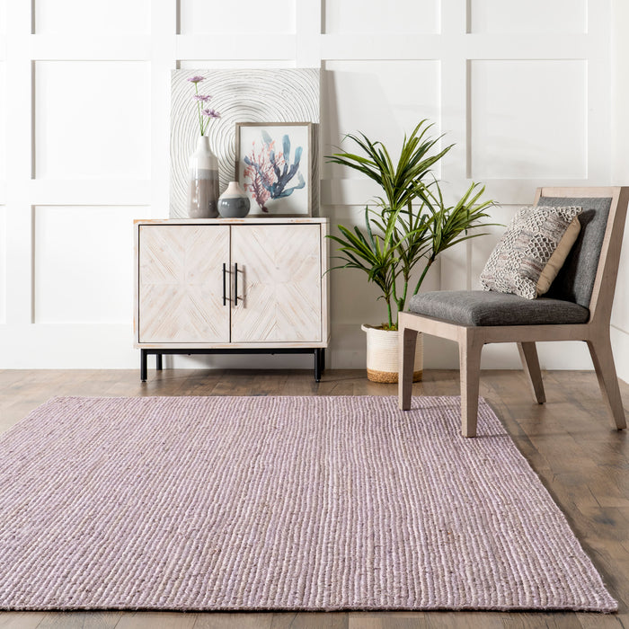 Handmade Jute Rug in Light Purple 100% Natural Material