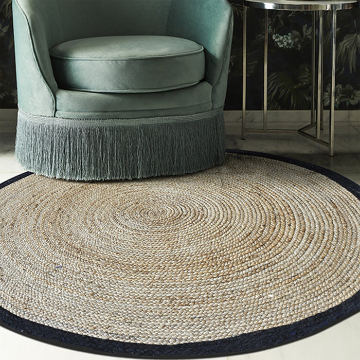 Handmade Jute Rug with Recycled Fabric Border