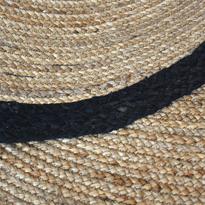 Handmade Jute Rug with Recycled Fabric Border