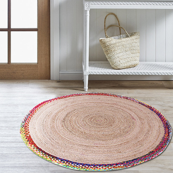 Handmade Jute Rug with Recycled Fabric Border