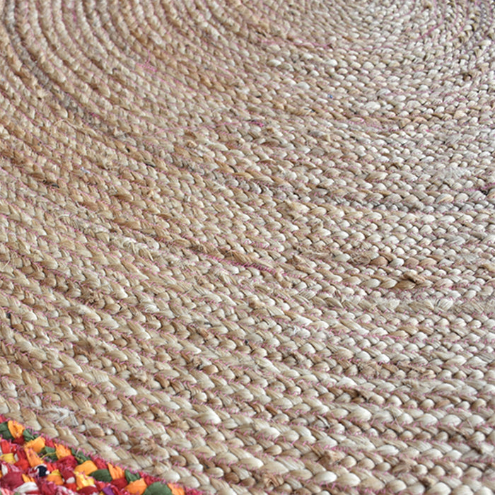 Handmade Jute Rug with Recycled Fabric Border