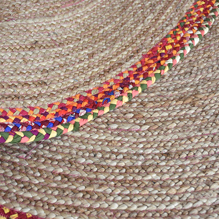 Handmade Jute Rug with Recycled Fabric Border