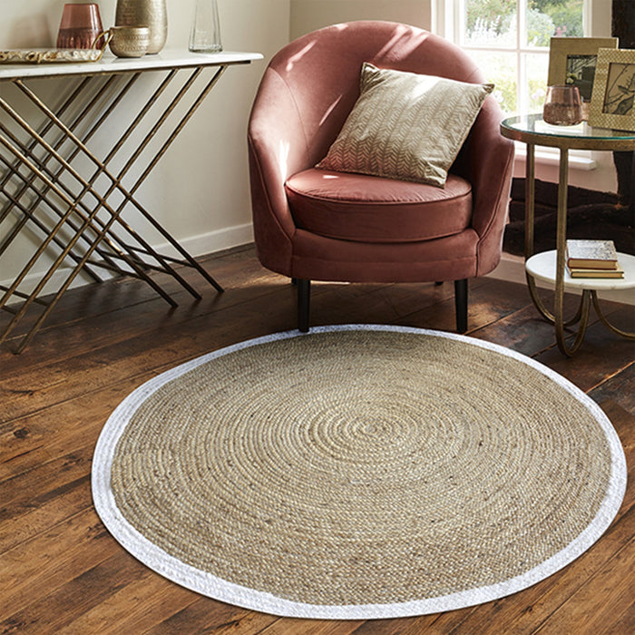 Handmade Jute Rug with Recycled Fabric Border