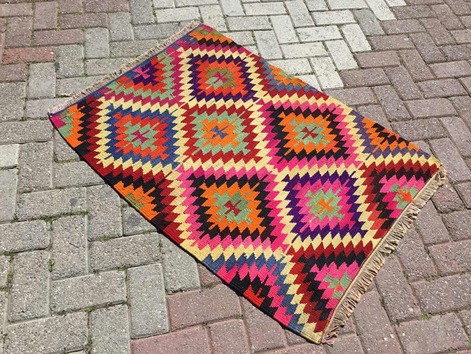 Handmade Kilim Rug 112cm x 85cm Vintage Turkish Design