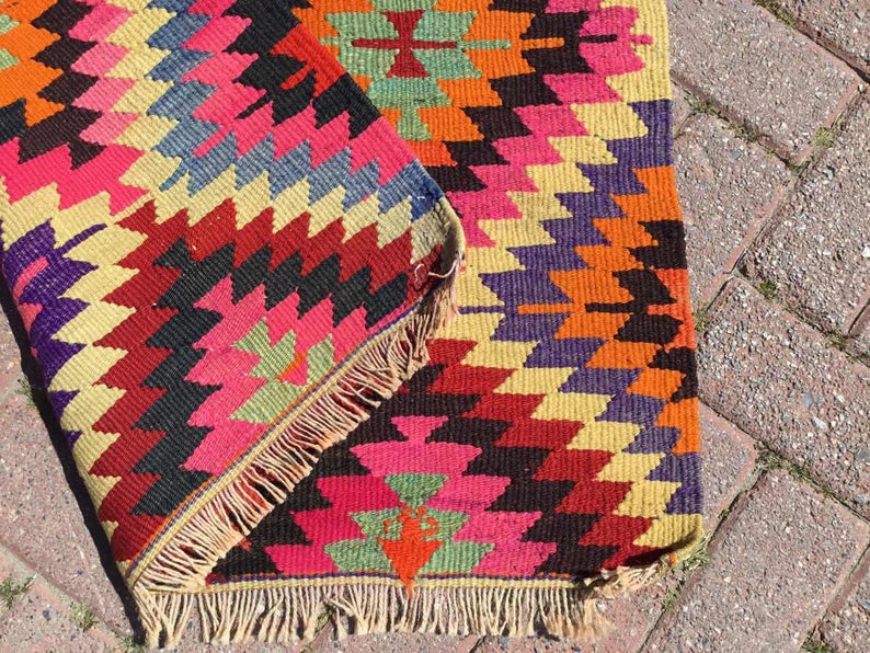 Handmade Kilim Rug 112cm x 85cm Vintage Turkish Design