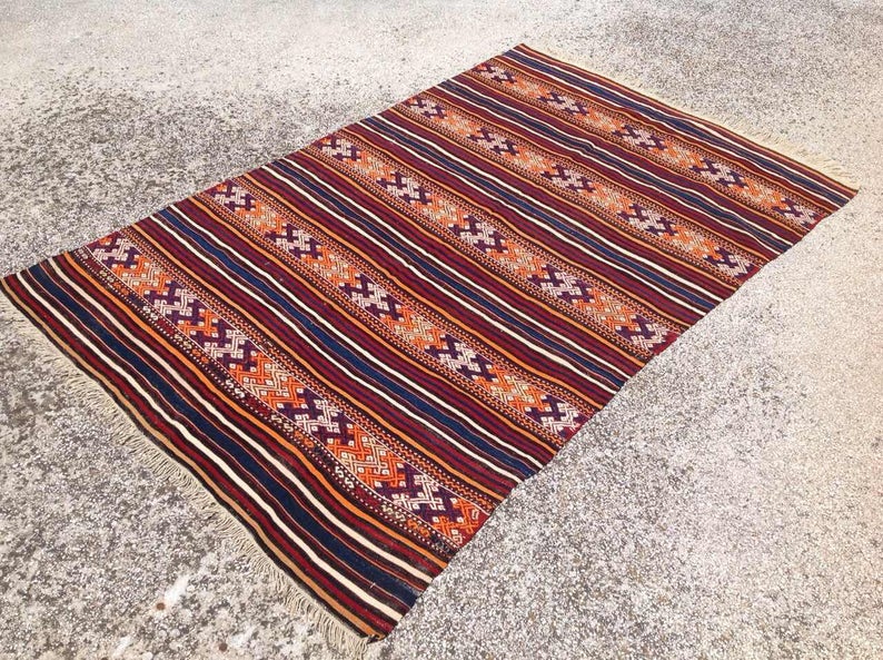 Handmade Kilim Rug 222cm x 144cm Vintage Wool Weave