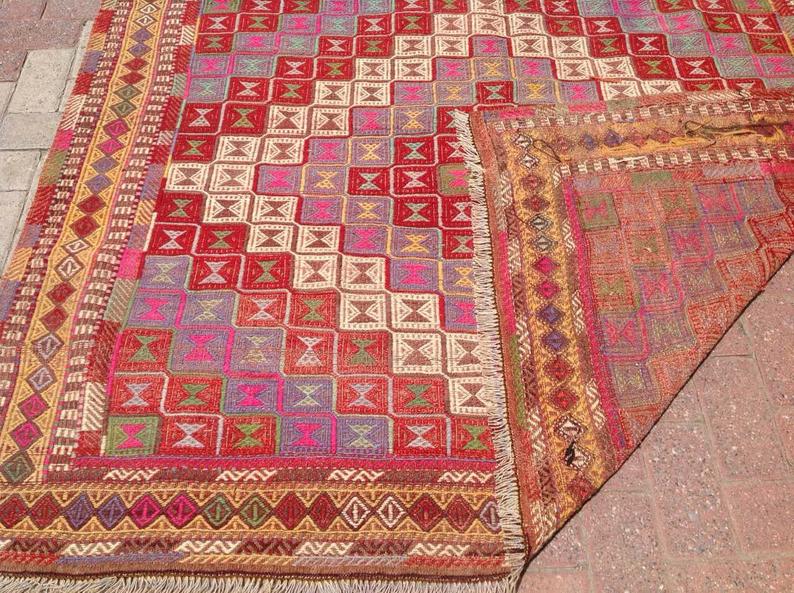 Handmade Kilim Rug 237cm x 172cm Vintage Wool Stripe
