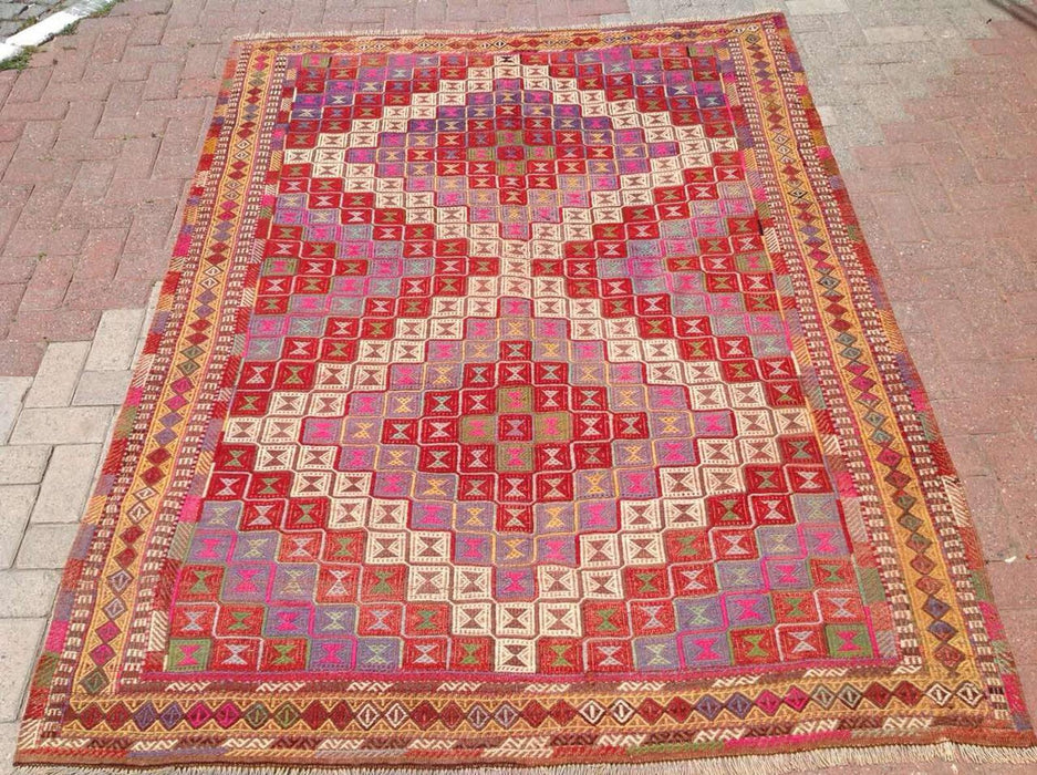 Handmade Kilim Rug 237cm x 172cm Vintage Wool Stripe