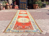 Handmade Mid Century Runner Rug 355cm x 94cm Antique Design
