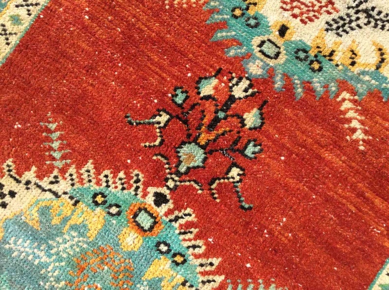 Handmade Mid Century Runner Rug 355cm x 94cm Antique Design
