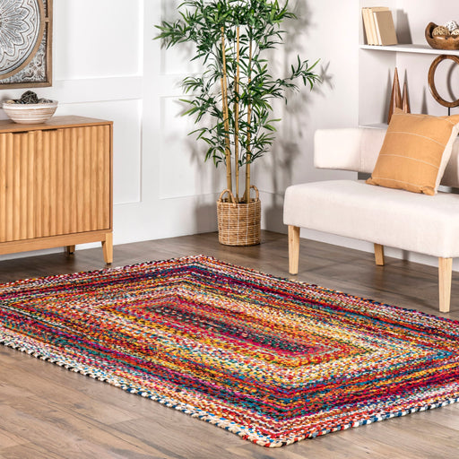 Handmade Multicolor Chindi Braided Area Rug 150x90 cm