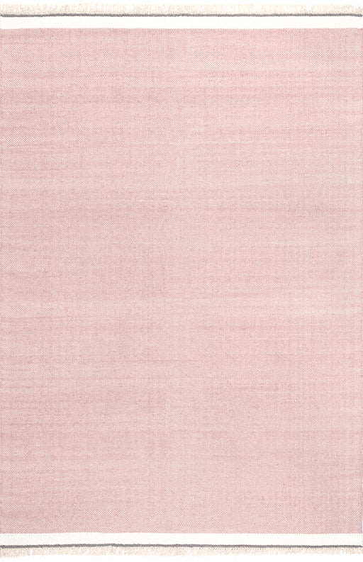 Handgemaakt roze wollen vloerkleed met kwastjes 120x180 cm