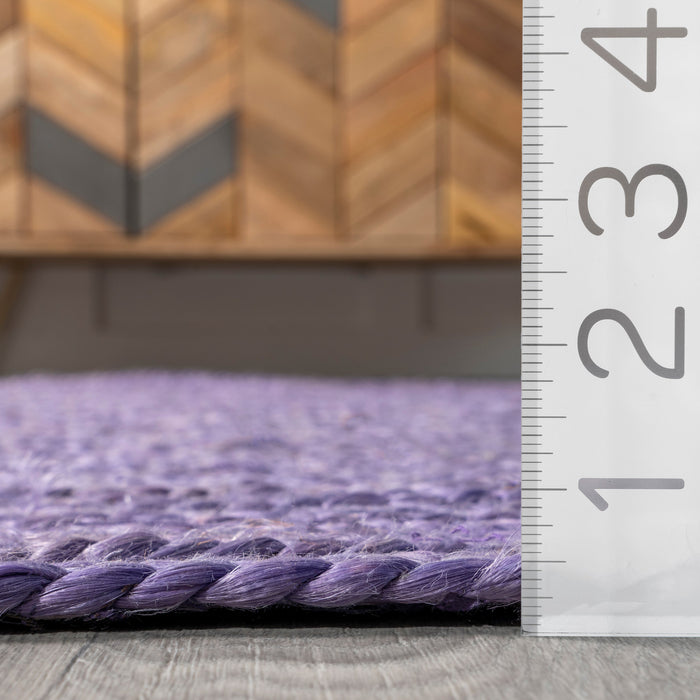 Handmade Purple Jute Braided Area Rug 120 cm