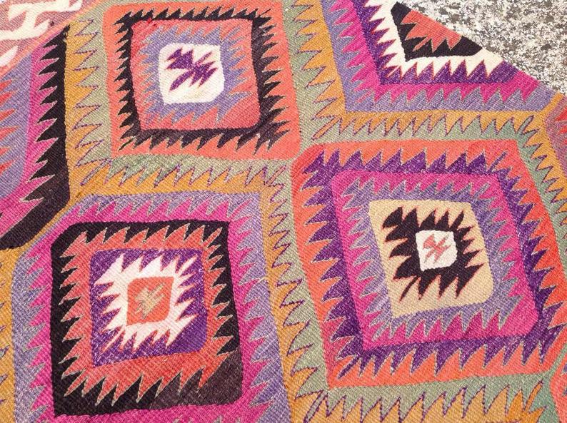 Handmade Striped Kilim Rug 251cm x 156cm Vintage Design