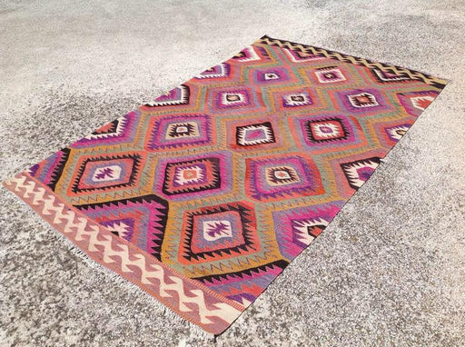 Handmade Striped Kilim Rug 251cm x 156cm Vintage Design