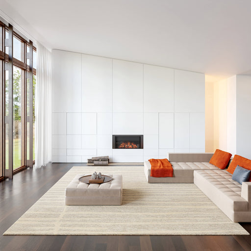 Handmade Striped Wool Rug in Beige for Home Decor