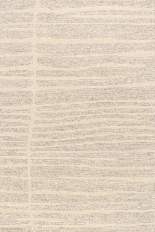 Handmade Striped Wool Rug in Beige for Home Decor