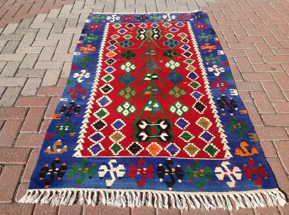 Handgemaakt Turks Kelim-tapijt 188 cm x 109 cm vintage design